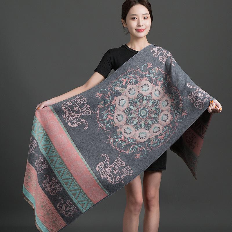 Women S Thick Faux Cashmere Double Sided Cashew Pattern Scarf Winter Shawl