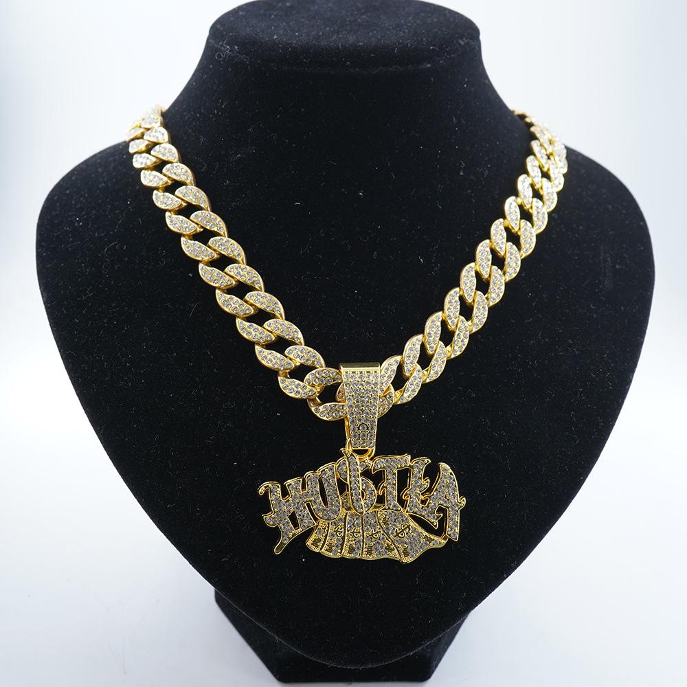 Amazon hot-selling hip-hop fashion new Hustla Money pendant necklace necklace European and American cross-border trendy brand jewelry