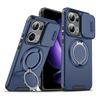 KEYSION 360° Ring Stand Phone Case for OPPO Reno13 Pro 5G Slide Camera Protection Magnetic Shockproof Cover for OPPO Reno13 F 5G