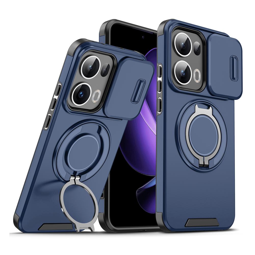 KEYSION 360° Ring Stand Phone Case for OPPO Reno13 Pro 5G Slide Camera Protection Magnetic Shockproof Cover for OPPO Reno13 F 5G