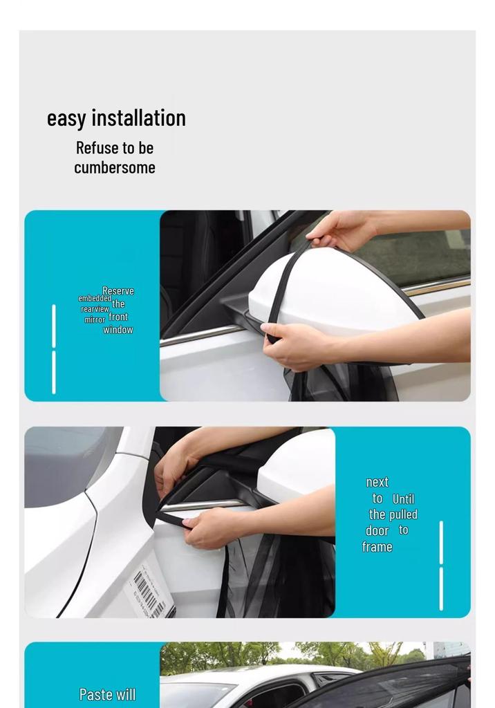 Car Window Sunshade & Privacy Curtain with Heat Insulation and Anti-Mosquito Net