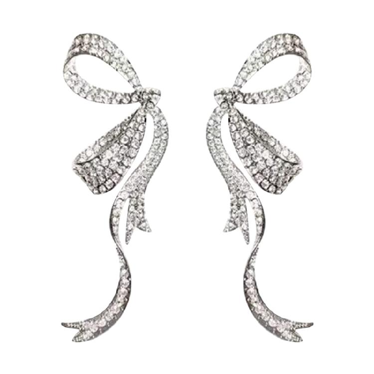 

Diamonds Bowknot Ribbon Sweet Earrings Temperament Jewelry for Women Girls 1