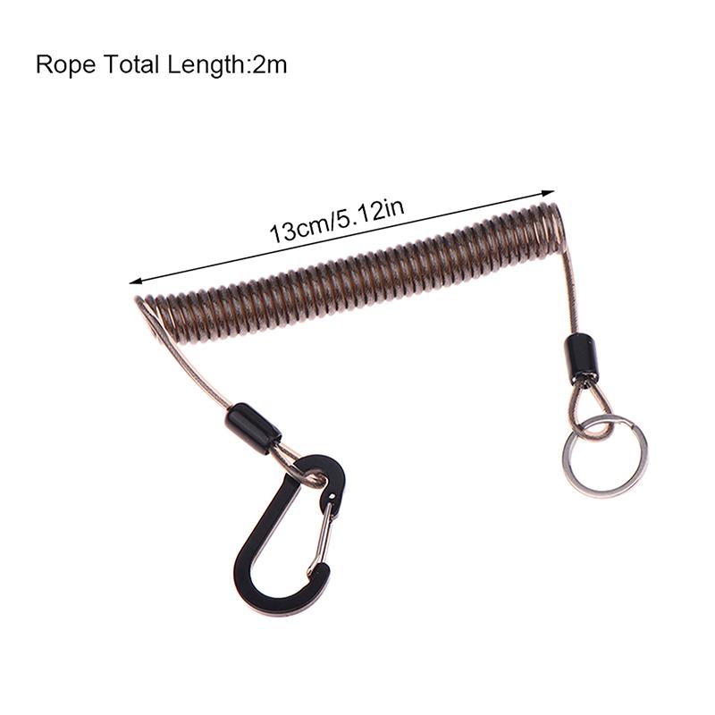 

Strengthen Lure Fishing Lanyard 49 Strands Of Steel Wire Twisted Retention Rope 1.5-3M Telescopic Gear Tether With Carabiners A