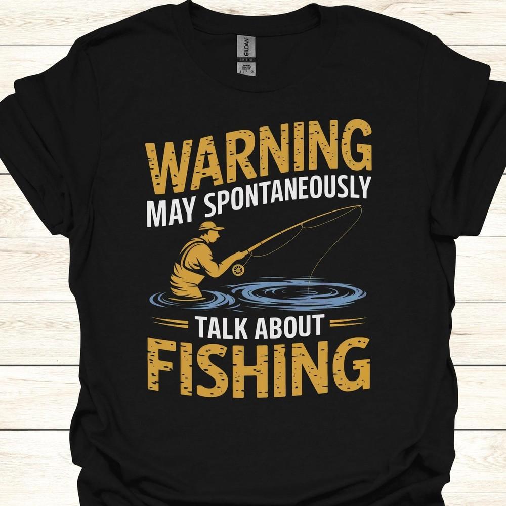 26 Внимание! Может спонтанно начать говорить о рыбалке - Смешная футболка для рыбака, унисекс XXXXL