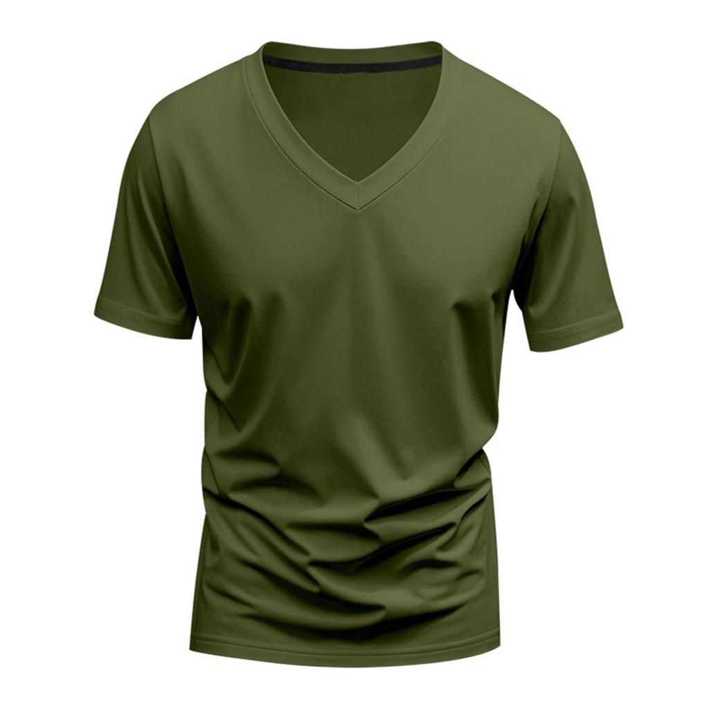 T-shirt da uomo con scollo a V a maniche corte, estiva, traspirante, vestibilità ampia, casual, sportswear, top leggero per l'uso quotidiano