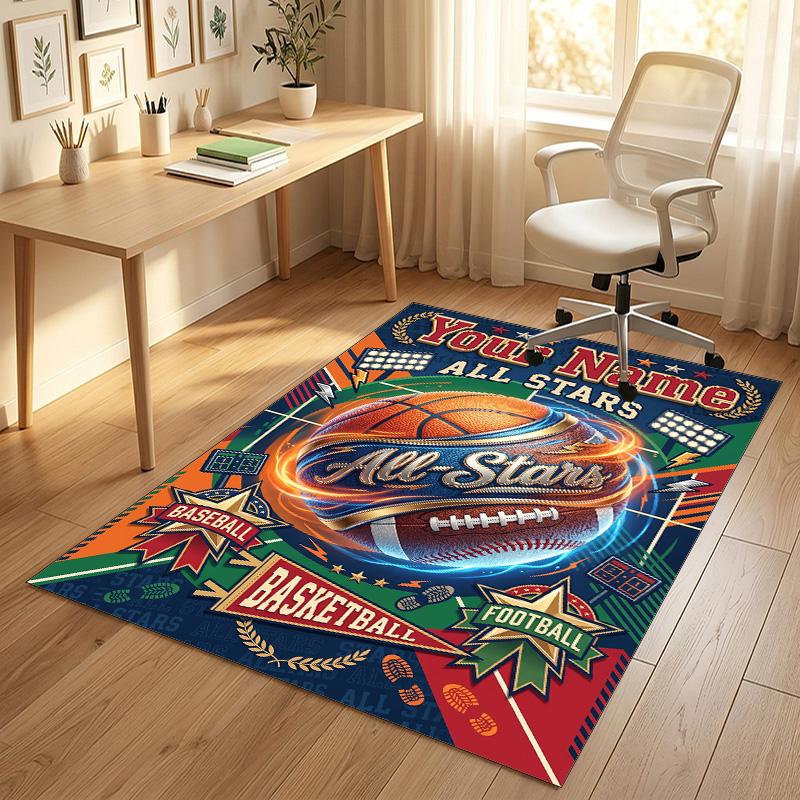 Adventure Alphabet Theme Soft Crystal Velvet Rug Custom Name & Text Print Non Slip Floor Rug for Bedroom Living Room