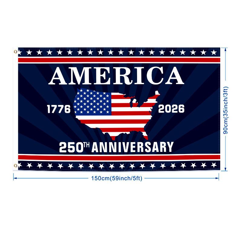 Bandiera Commemorativa del 250° Anniversario della Nascita dell'America Striscione Patriottico USA per il Giorno dell'Indipendenza Regalo da Collezione Storica 90x150cm