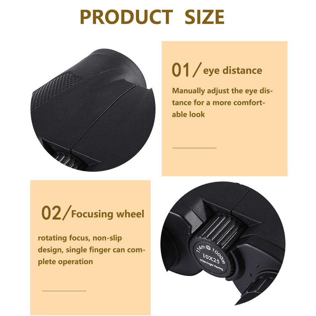 10x25 Outdoor Binoculars Handheld Sightseeing Binoculars with Strap for Bird Watching