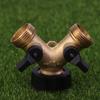 Hose Splitter Brass 2 Way Hose Connector 3/4 Thread Y Shape Hose Spigot Adapter Water Hose Splitter For Outdoor Farm Garden