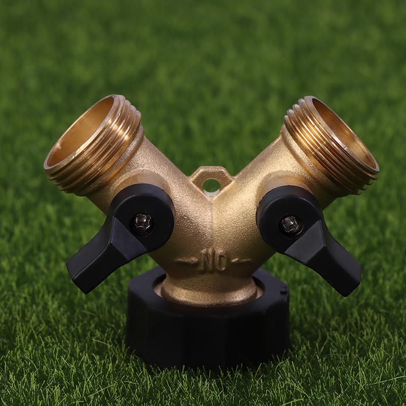 Hose Splitter Brass 2 Way Hose Connector 3/4 Thread Y Shape Hose Spigot Adapter Water Hose Splitter For Outdoor Farm Garden