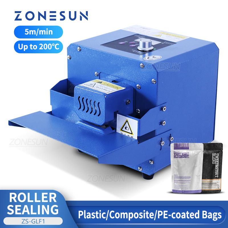 ZONESUN ZS-GLF1P Semi-Automatic Food Aluminum Foil Pouch Continuous Heating Roller Plastic Bags Sealing Machine