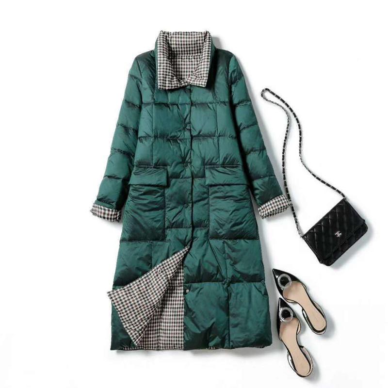 Doppelseitige mittellange Daunenjacke, Herbst-Winter-Rollkragenpullover, einreihig, weiße Entendaunen, warme Parkas, Schwarz, Gold, Grau, Grün, S-5XL