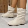 One Foot Low Top Women's Boots, Fashionable and Casual, Stacked with Elasticity, Ultra-low Cut Women's Boots, Pleated Flat Bottom Women's Short Boots
