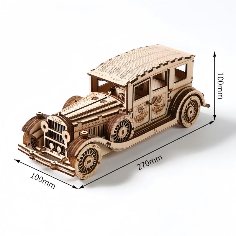 3D Wooden Puzzle Classic Car Model Assembly Retro Vintage Vehicle Toys DIY Educational Building Sets Gifts for Kids Adults