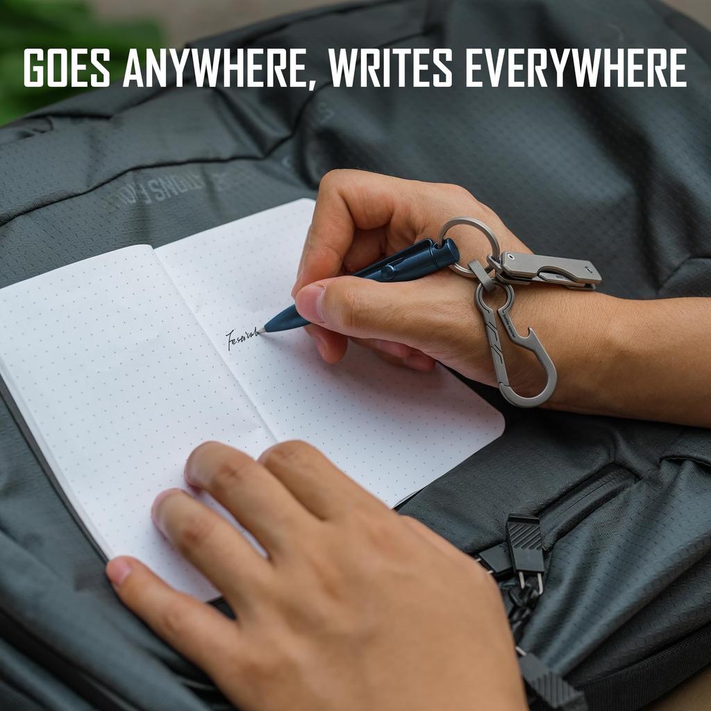 KeyUnity KP05BL Bolt Action Ballpoint Pen with Clip Titanium Alloy EDC Pocket Pen Retractable Metal Ballpoint Pen for Daily Carry