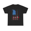 American Flag Fishing Poles Graphic T Shirt Fish Unisex Heavy Cotton Tee