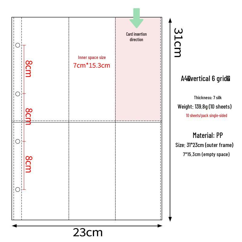 Transparent A4 and A5 Card Album Refills: 4-Pocket, 9-Pocket, 4-Inch Photo Pages