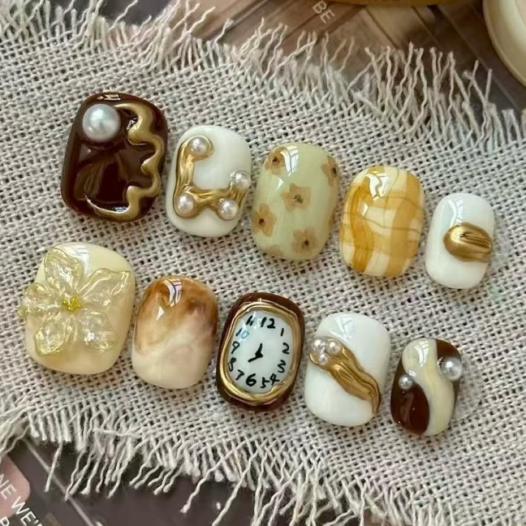 Press-on-Nägel Wiederverwendbare Falsche Nägel mit Designs Wiederverwendbare Falschnägel Press-ons Glänzend Full Cover Acryl-Klebenägel Aufklebenägel für Frauen