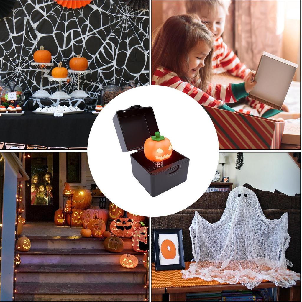 Pumpkin Themed Music Box Pumpkin Halloween Horror Music Box With LED Decorative Supplies For Doorways Desktop Room School