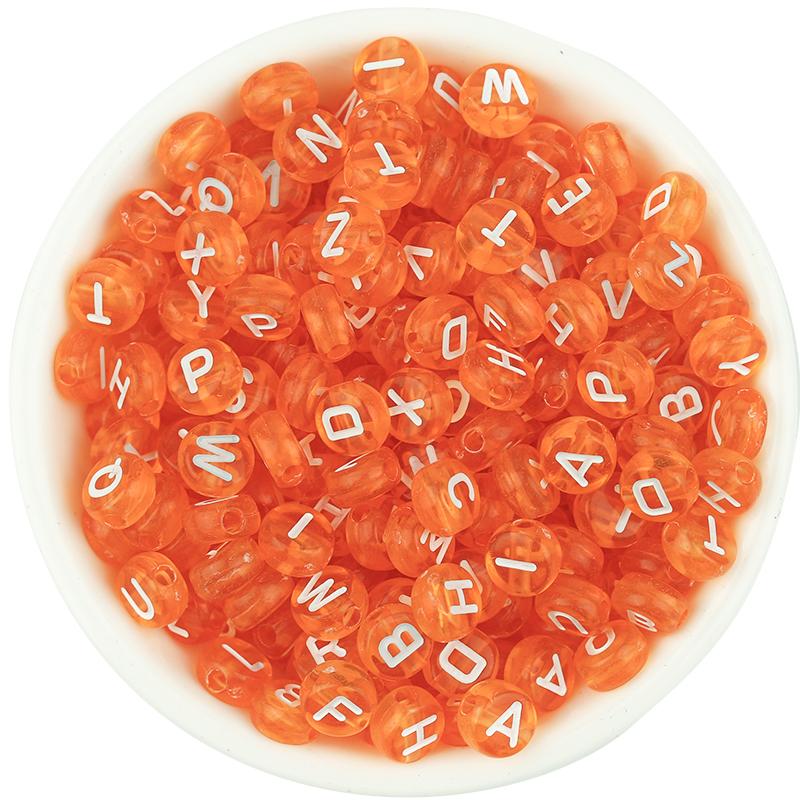 100pcs/Lot 7mm Mixed Letter Acrylic Beads Colored Transparent Round Flat Spacer Alphabet  Beads For DIY Craft Bracelet Necklace
