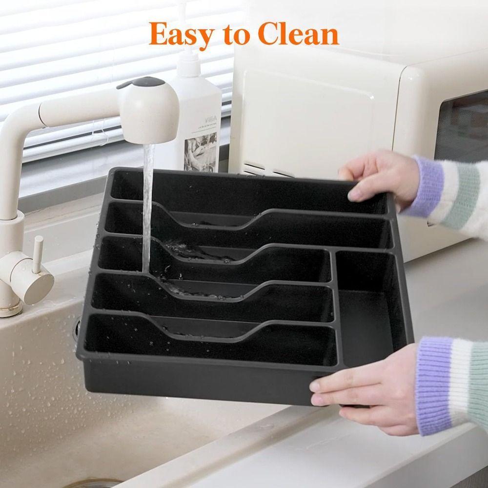6 Grids Kitchen Flatware Utensil Holder Plastic Tableware Cutlery Tray Living Room Decor