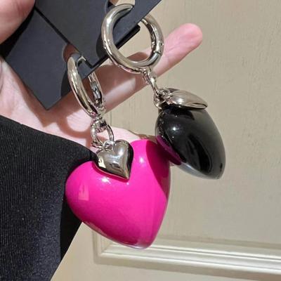 Keychain Pendant Metal Spring Buckle Smooth Open Close Mini Glossy Resin Heart Charm Key Chain Keys Bags Car Accessory