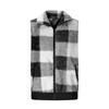 Fashionable Ladies Plaid Comfortable Fleece Cardigan Vest Stand Collar Sleeveless Women's Jacket