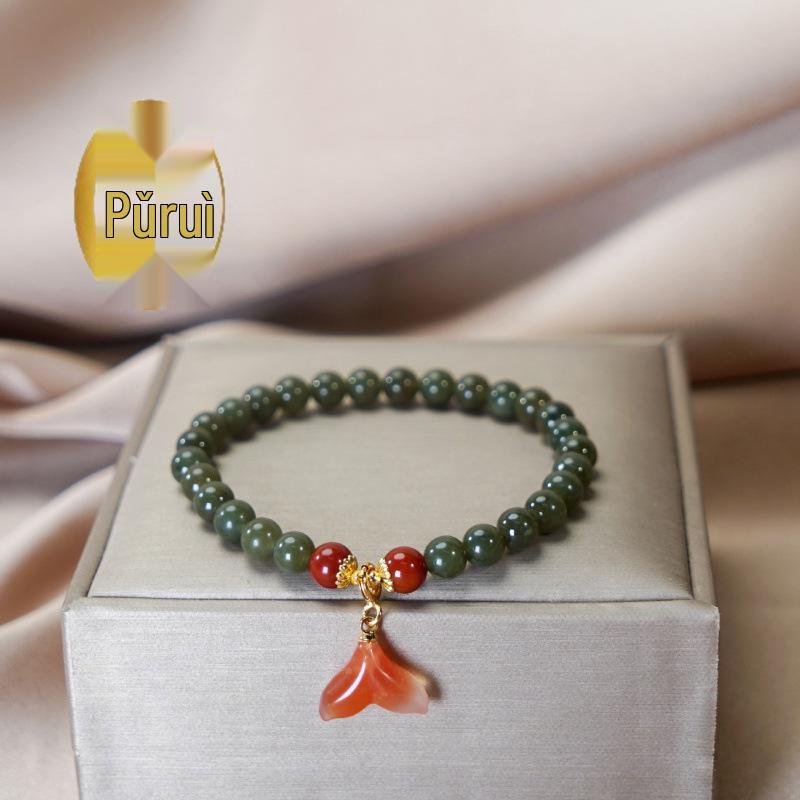 Ice Blue Hetian Jade Bracelet for Women - Elegant Bead String Jewelry, 2024 New Style