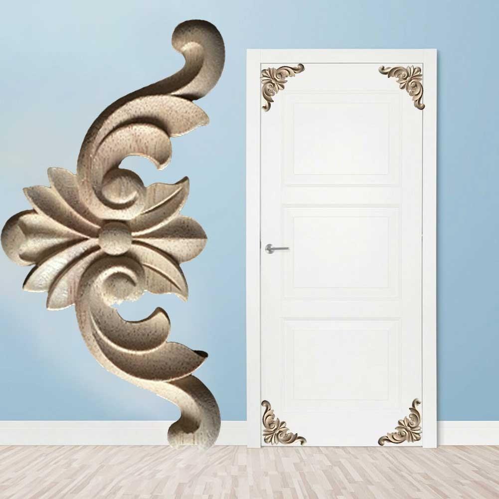 4 X Wooden Carved Corner Onlay Applique Furniture Mouldings Decal Decoration Uk