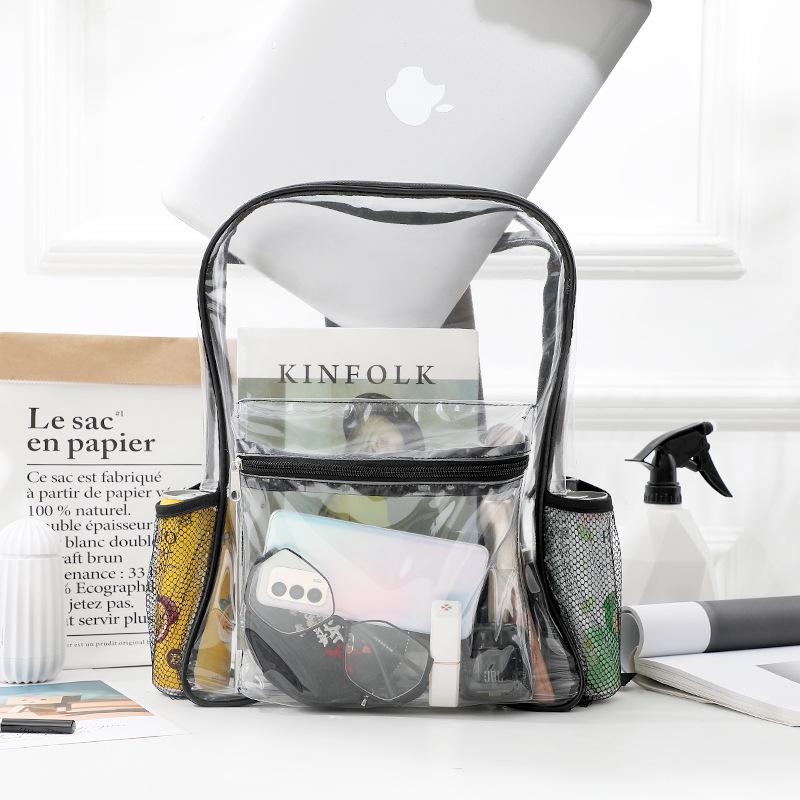 Transparent PVC Backpack for School or Concerts - Large Capacity Bookbag