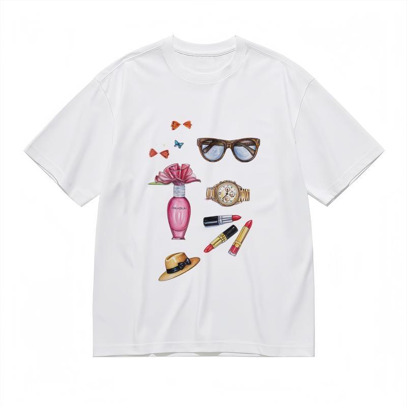 

Women s Comfy Classic T-Shirt Orange Blue Butterflies Graphic Tee 4XL