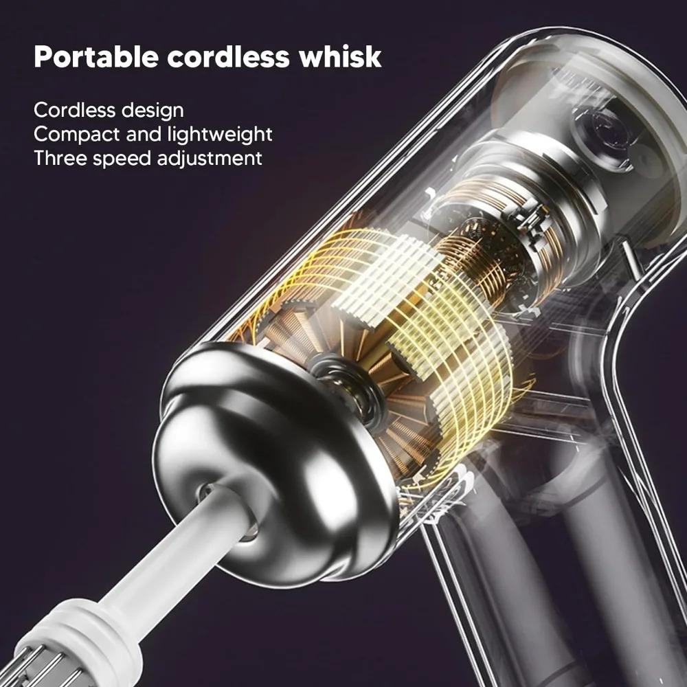 Rechargeable Wireless Electric Egg Beater Handheld Milk Frother Baking Tool Cream Whisk  Kitchen