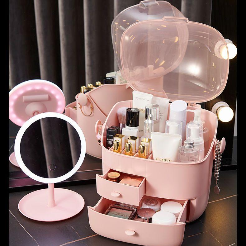 Cosmetics Storage Box Multifunctional Dust-proof Large Capacity Desktop Dressing Table Skincare Shelf