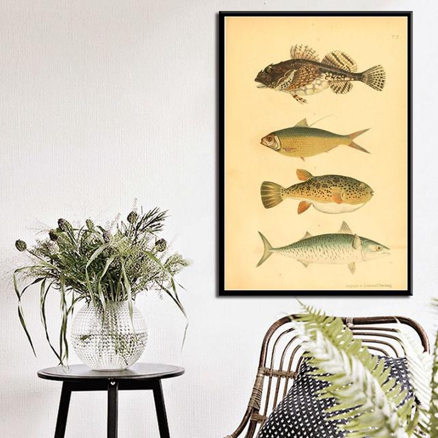 Ocean Sea Shell Fish Animal Canvas Painting Posters And Prints Wall Art Picture Vintage Life Chart Biology Decoration Home Decor