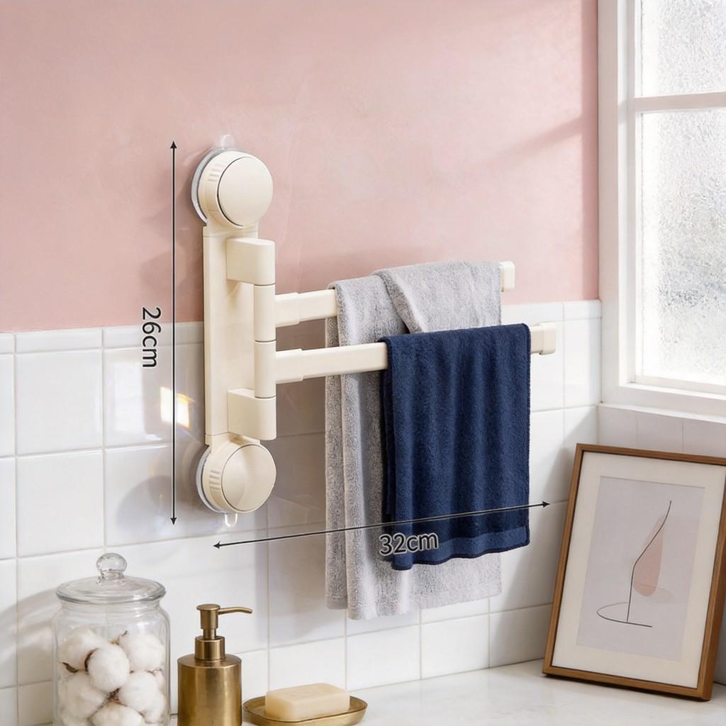 Modern Minimalist Plastic Rotating Towel Rack With Suction Cups For Bathroom Organization