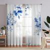 2 pezzi Rete per finestre stampata HD digitale Foglia Blu Fiore Blu Decorazione per la casa Stile Decorazione Soggiorno Camera da letto Asta
