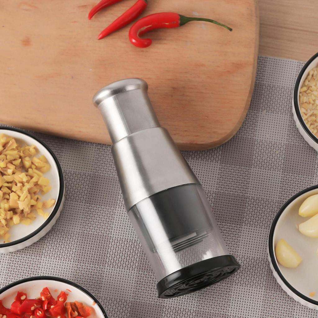 Pressed Garlic Chopper Stainless Steel Manual Garlic Masher Handheld Push Type Garlic Crusher Vegetable Cooking Crusher Kitchen