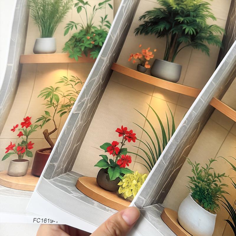 Adesivo da Parete Albero Verde 2D/3D Impermeabile Facile da Staccare Adesivo da Parete Pianta Autoadesivo Decorazione da Parete in PVC