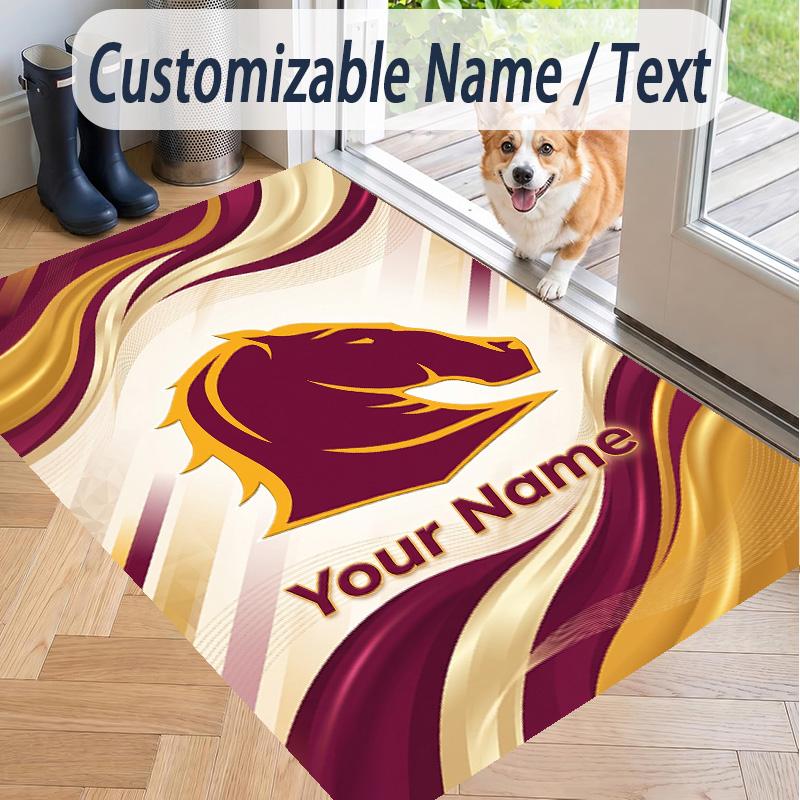Custom Text Printed Rug Brisbane Broncos Non Slip Floor Carpet For Home Room Decor