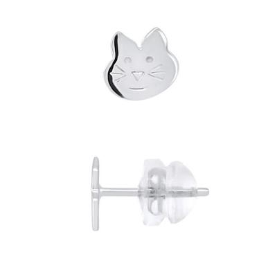 Earrings - LÉA &; ARTHUR - 'CAT' Motifs - 375 White Gold - SILICONOR Stroller System - Child