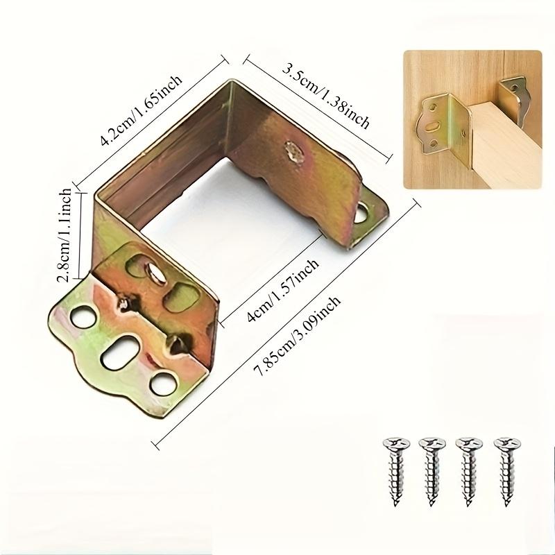 Heavy-Duty Metal Bed Support Bracket Set with Screws - Easy to Install, Strong Corner Support Hooks, Suitable for Furniture