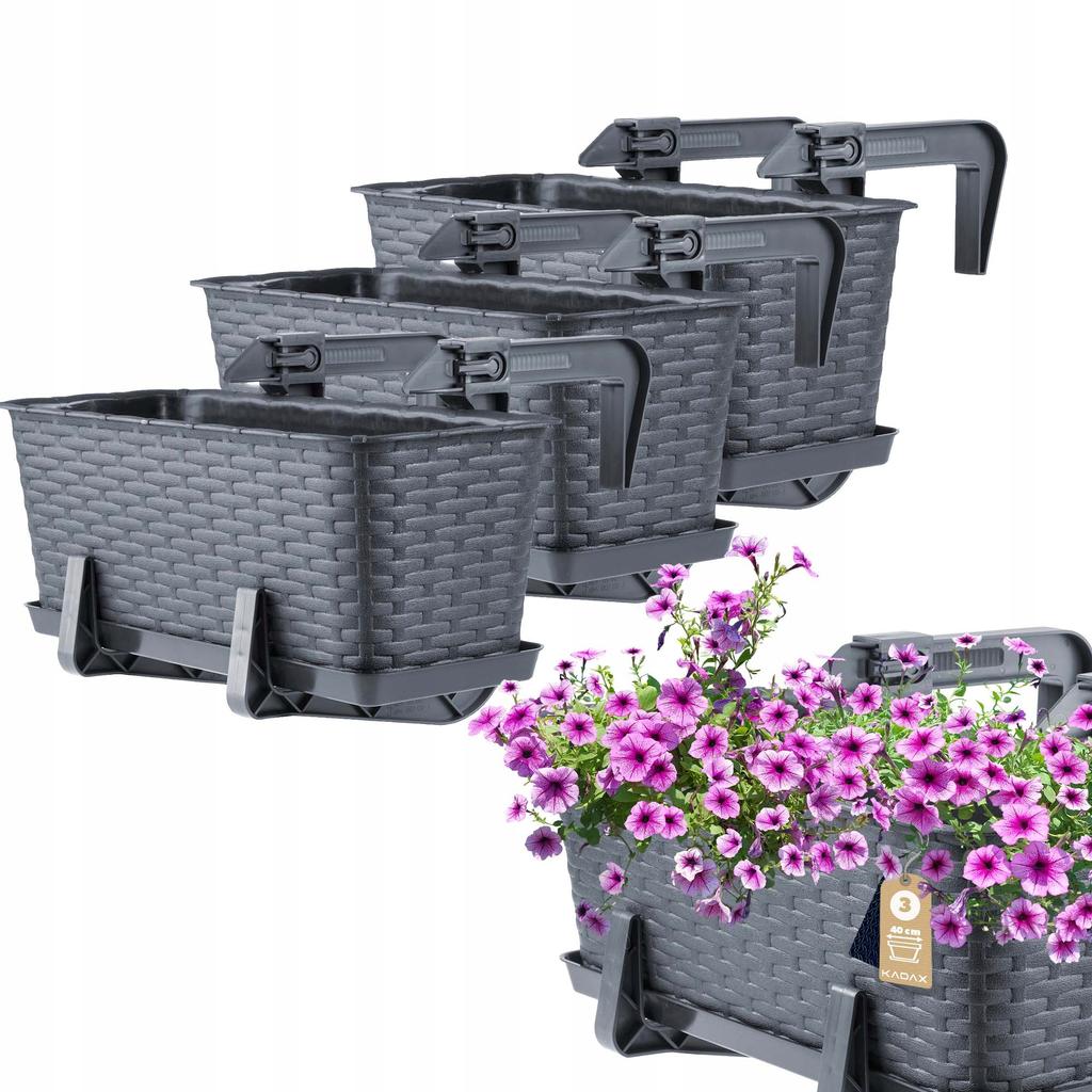 KADAX 3x Balkonový truhlík Úchyty
