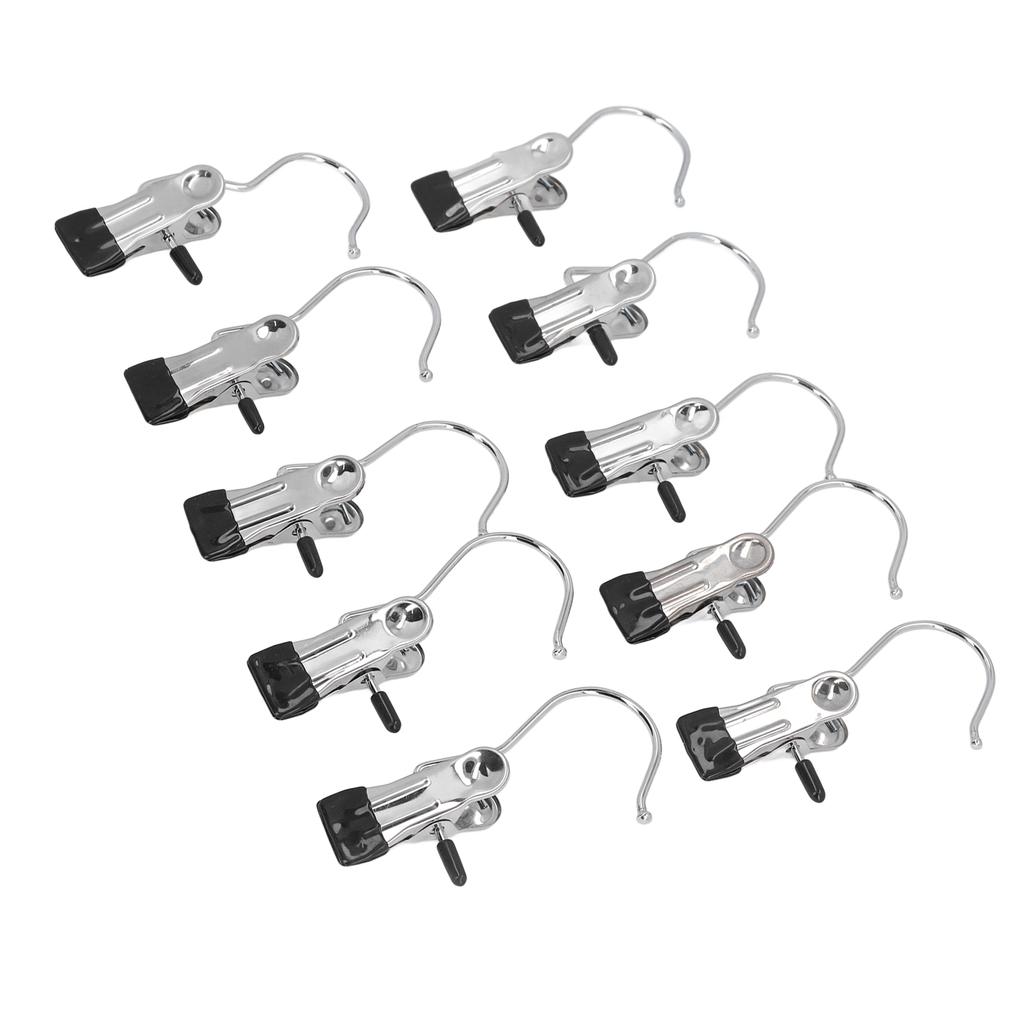10Pcs Short Tail Hanger Clip Stainless Steel Heavy Duty Multifunctional Hanging Clips Hooks for Files Clothes Socks