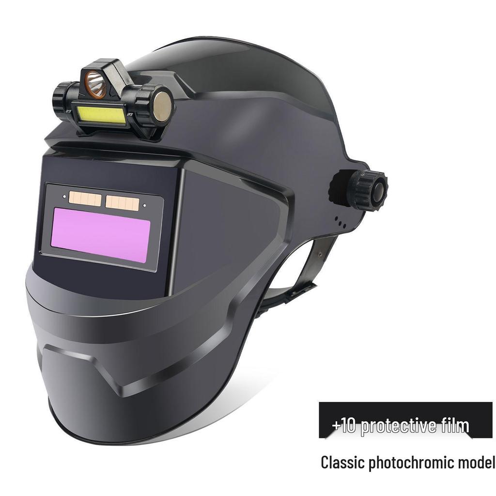 Auto-Darkening Welding Helmet: Lightweight, Head-Mounted Protective Mask for Argon Arc Welding with Worker Goggles.