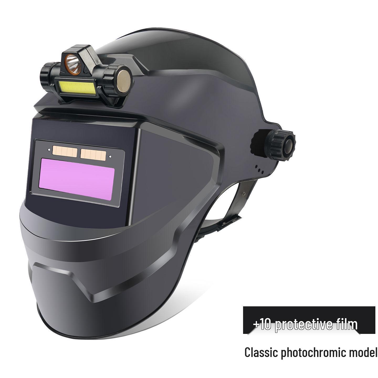 

Сварочный шлем с автоматическим затемнением: Легкая защитная маска на голову для аргонодуговой сварки с рабочими очками.