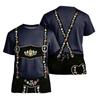 Men's Oktoberfest Short Sleeve T Shirt Vintage Texture Print Loose Fit Casual Summer Daily Wear Top with Embroidered Suspenders Design