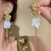 Elegant Zirconia Flower Tassel Stud Earrings - Light Luxury Fashion Accessory for Women
