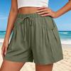 Women's Summer High Waist Loose Wide Leg Cotton Linen Shorts Breathable Lightweight Casual Bermuda Shorts for Outdoor Vacation