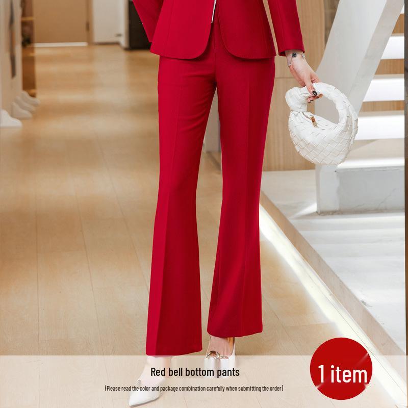 Conjunto de Traje Rojo para Mujer - Otoño/Invierno 2023 Estilo Profesional