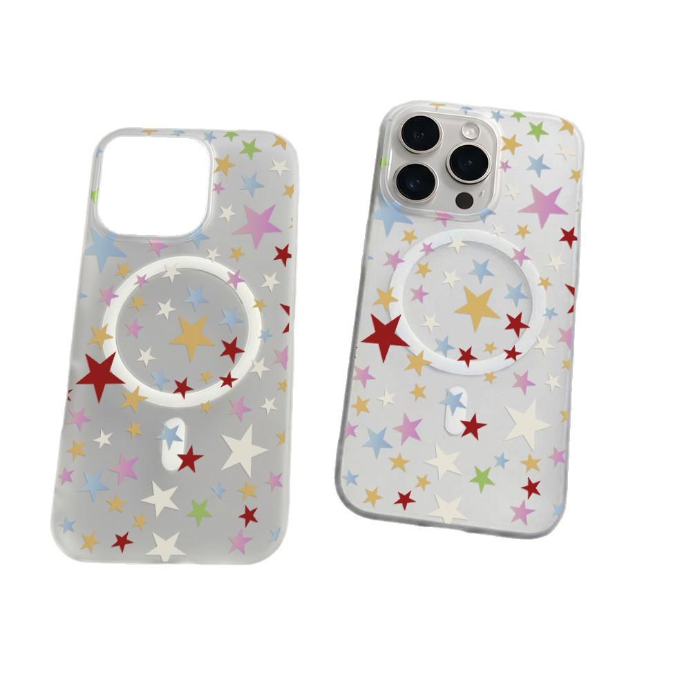 Colorful big stars for Apple 17promax/16 /15 magnetic matte mobile phone case personality 14 simple
